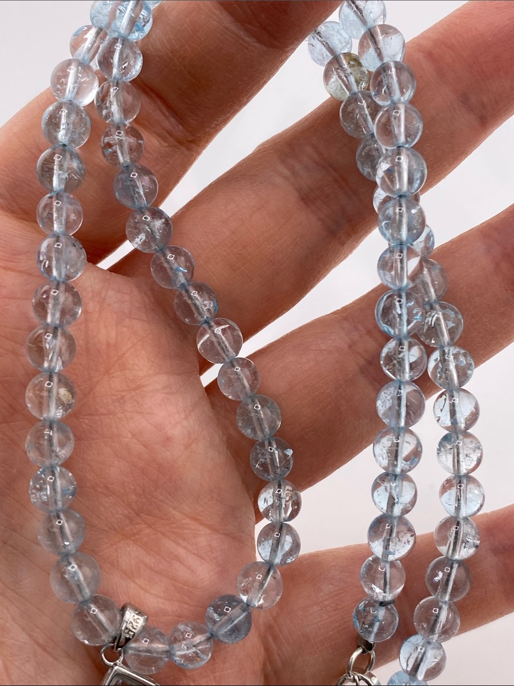 Light Blue Topaz Beaded Necklace - The Gem Studio - Picture 5 of 9